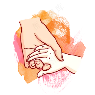 母亲节母亲和孩子手牵手PNG免