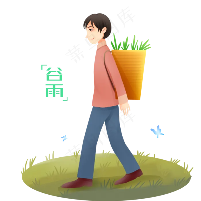 谷雨采茶的小男孩