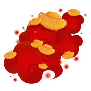 新春年货节祥云金元宝,免抠元素