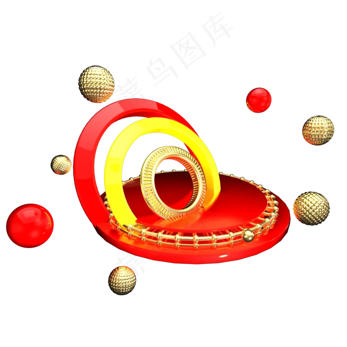 C4D双十一狂欢红色园形舞台,免抠元素(2000X2000(DPI:300))psd模版下载