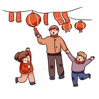 手绘卡通2019元宵节猜灯谜,免抠元素