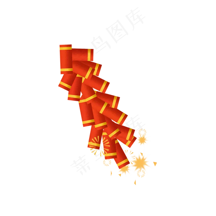 红色鞭炮中国风喜庆元素设计,免抠元素(2000X2000(DPI:150))psd模版下载