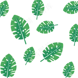 手绘棕榈叶子绿色植物叶子透明底
