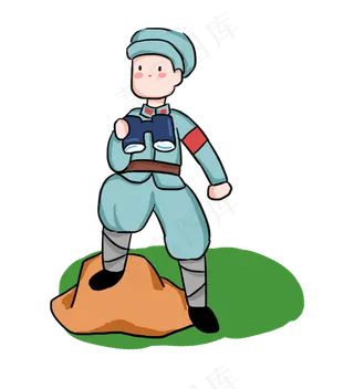 八一建军节侦察革命军人拿望远镜