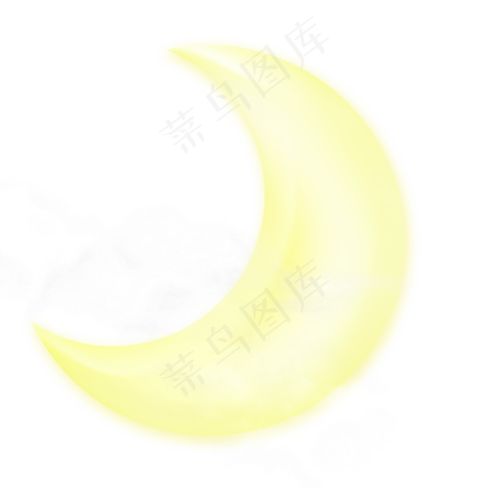 手绘弯弯的月亮免抠图