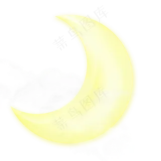 手绘弯弯的月亮免抠图