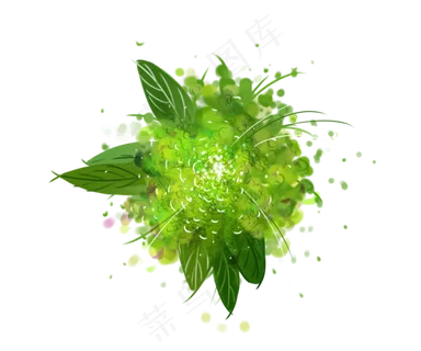 手绘春天绿色手捧花,免抠元素