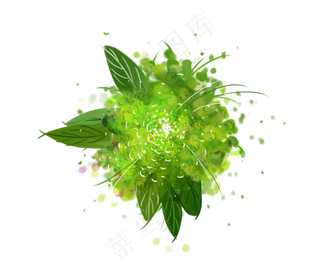 手绘春天绿色手捧花,免抠元素