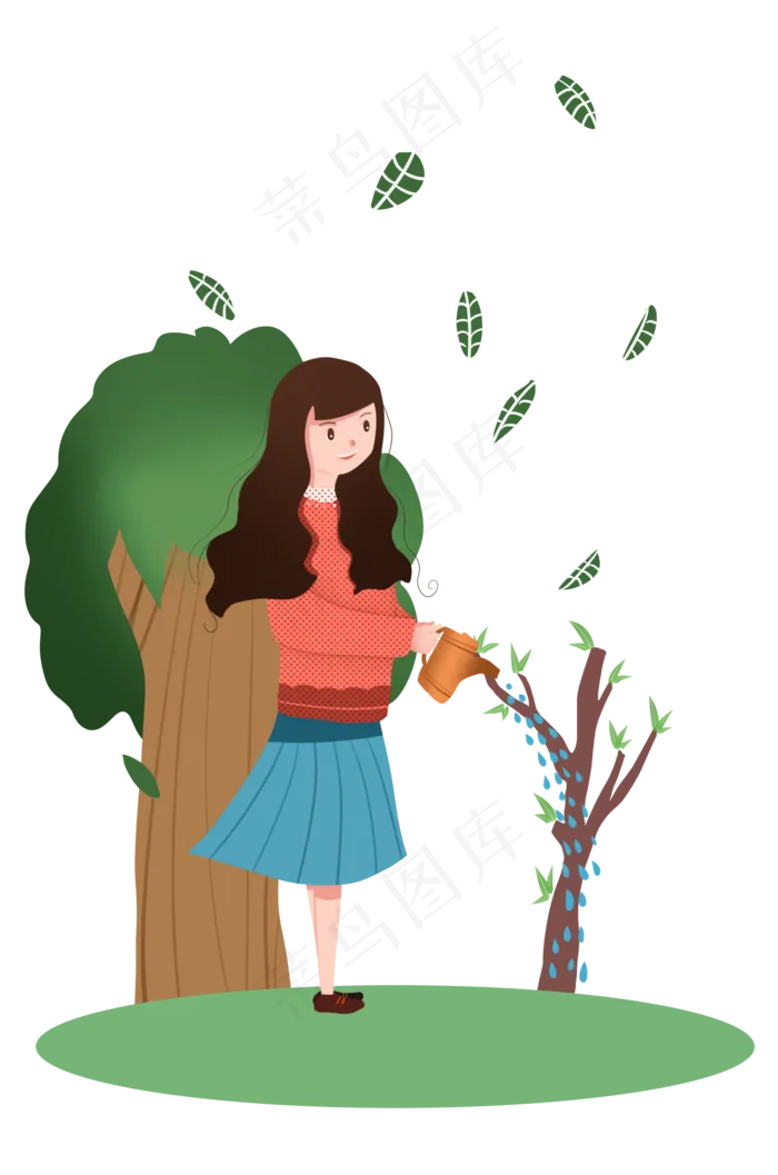 植树节人物和树木