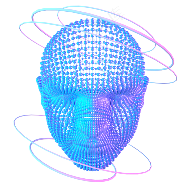 科技智能头像魔幻数据蓝色线框球,免抠元素