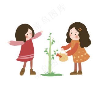 植树节绿色树苗闺蜜
