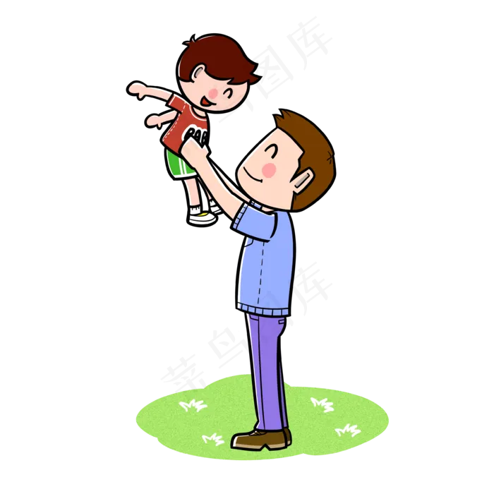 卡通父亲节父子举高高png透明底(3543X3543(DPI:300))psd模版下载