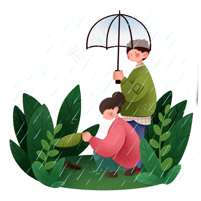 谷雨观察昆虫的小女孩(2000X2000(DPI:300))psd模版下载