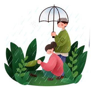 谷雨观察昆虫的小女孩