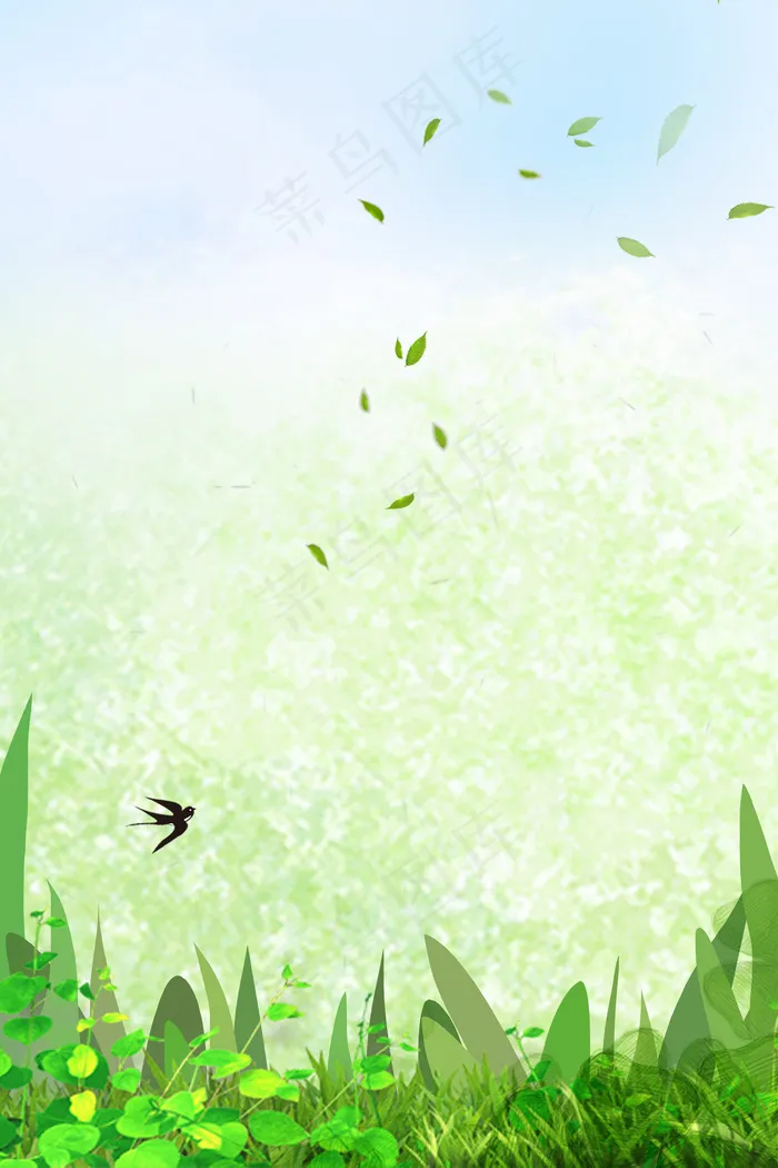 惊蛰清新绿色草地psd分层banner