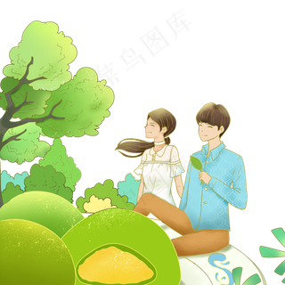 情侣清明节吃青团