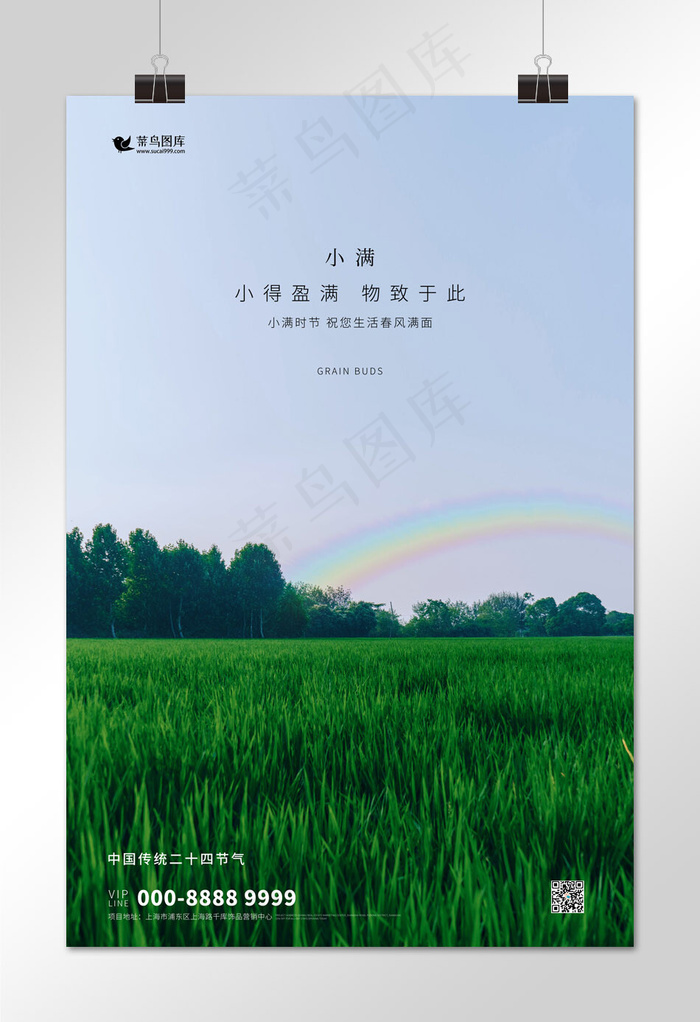 小满田园绿色写实海报