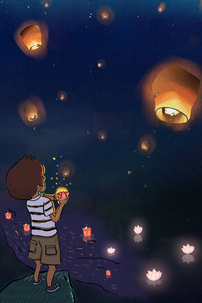 创意合成中元节背景