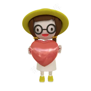 c4d小女孩送爱心免费下载