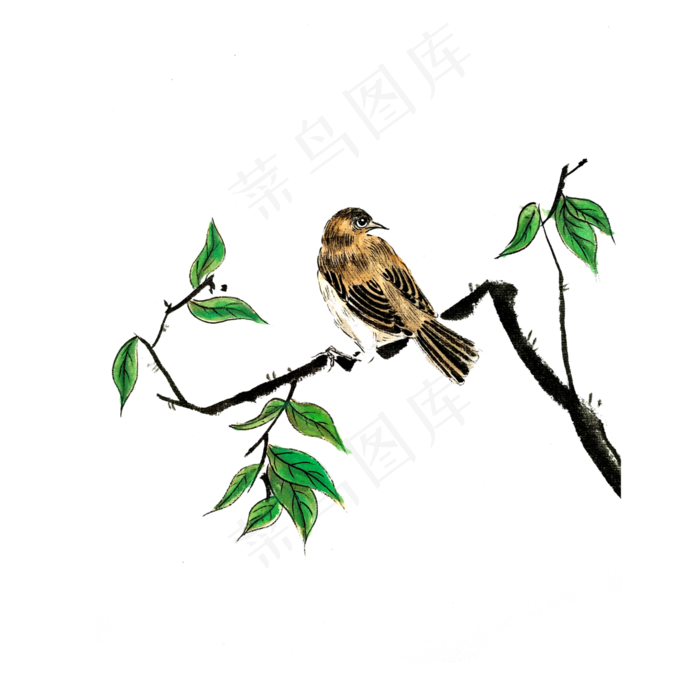 国画花鸟工笔树枝春天水墨PNG,免抠元素(4000X4000(DPI:300))psd模版下载