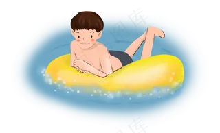 夏日沙滩游泳小男孩