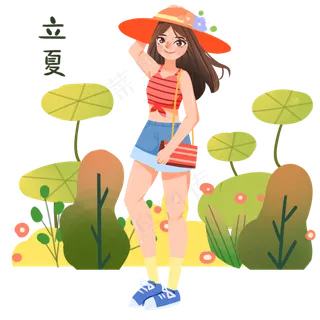 立夏戴遮阳帽女孩