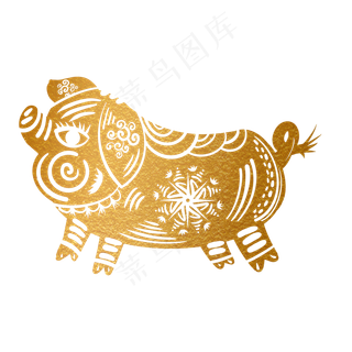 2019新年手绘卡通剪纸猪,免抠元素