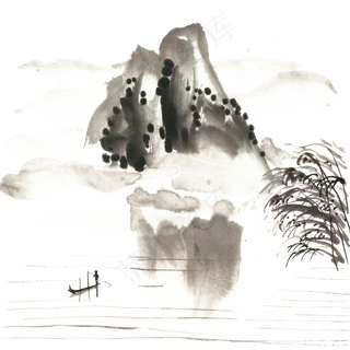 漓江山水水墨画PNG免抠素材