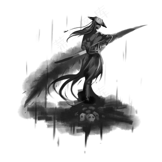 江湖侠客水墨,免抠元素