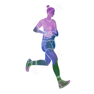 水彩运动跑步健身素材