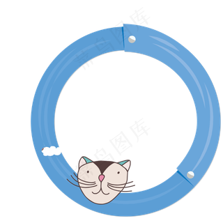 矢量卡通扁平化蓝色圆形边框