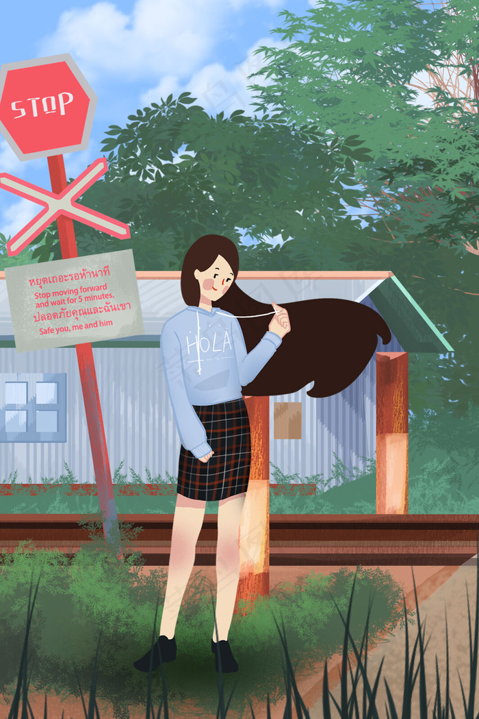 五一劳动节文艺女孩出游(3545X5315(DPI:300))psd模版下载