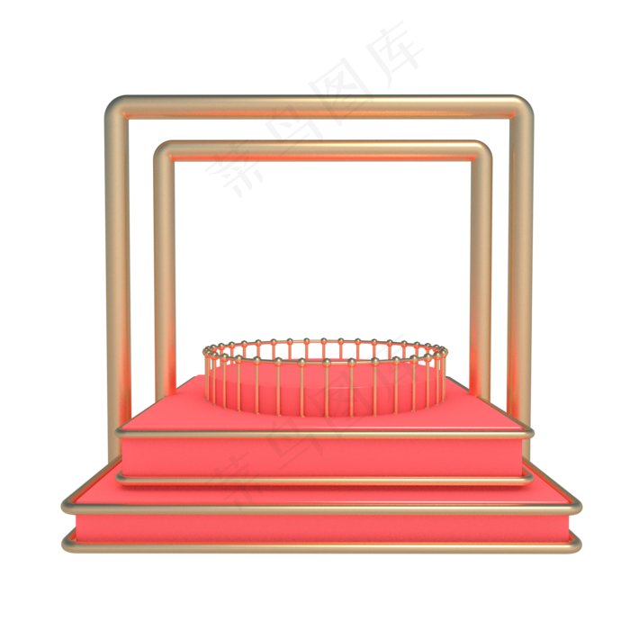 C4D立体红色门框