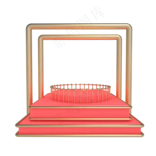 C4D立体红色门框