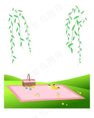 矢量卡通清明绿树