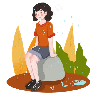 谷雨休息的小女孩