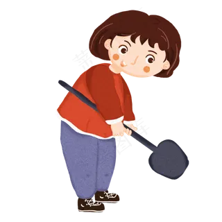 卡通植树节种植的女孩素材