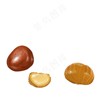 咖啡色板栗栗子果子食物食材手绘,免抠元素