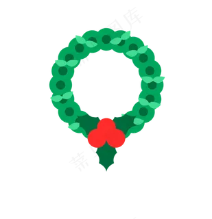 圣诞节装饰绿色花环平安夜红果PNG,免抠元素