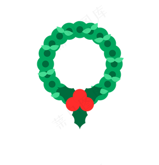 圣诞节装饰绿色花环平安夜红果PNG,免抠元素