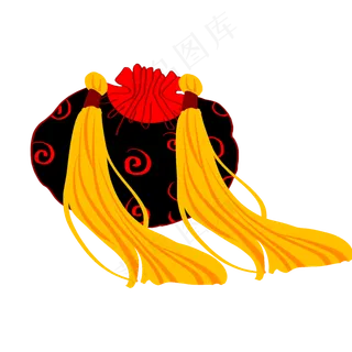 卡通中国风黄色流苏荷包