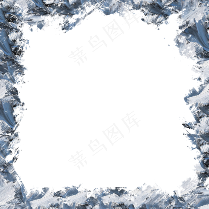 水彩蓝白色油画边框