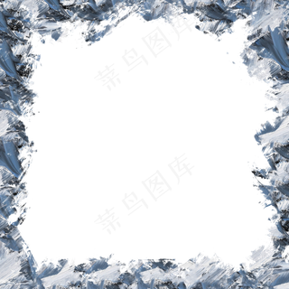 水彩蓝白色油画边框