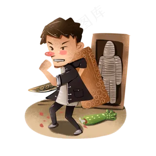 夸张人物挖宝旅行