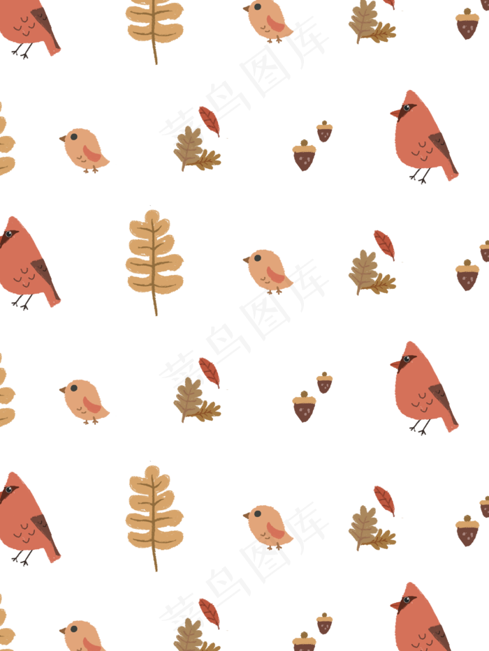 文艺花鸟透明底纹,免抠元素