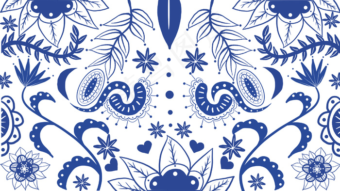 青花瓷图案手绘插画