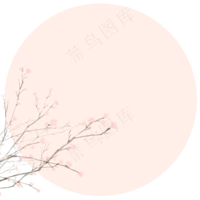 古风边框水墨花朵,免抠元素