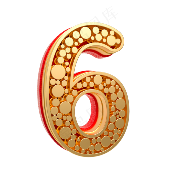 红金质感倒计时周年庆数字6