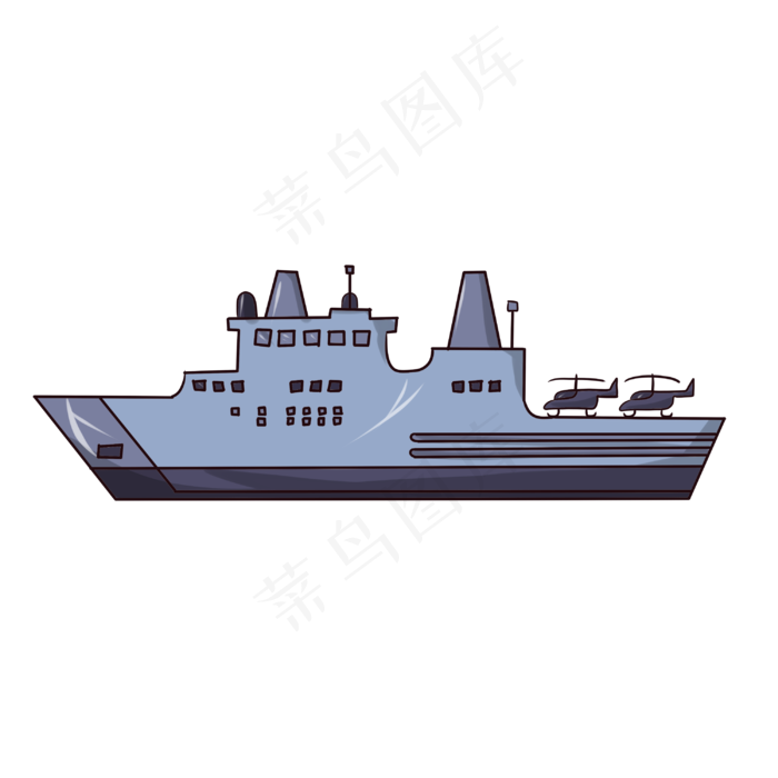 卡通蓝色航母插图