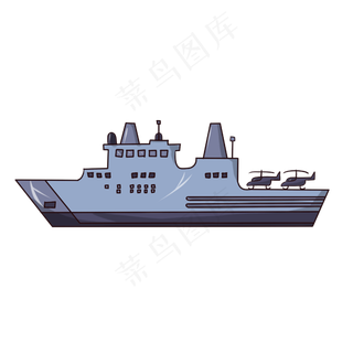卡通蓝色航母插图